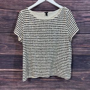 J. Crew sequin stripe shirt, size XL, Black & White